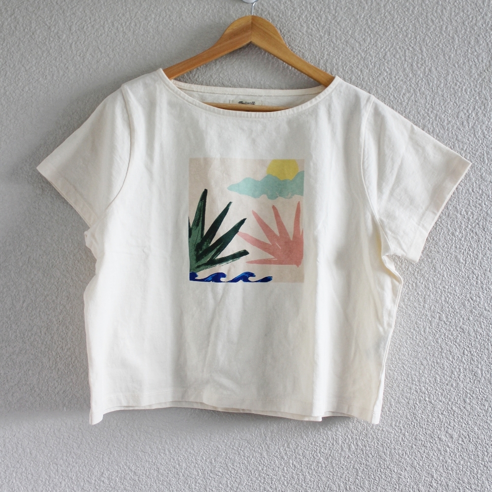 Madewell Ivory Botanical Graphic Setlist Boxy Tee - Picture 2 of 5